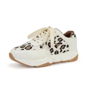 Speedupgadgets Women Fashion Autumn And Winter Leopard Leather Stitching Sneakers