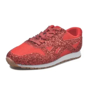 Speedupgadgets Women Fashion Round Toe Platform Sequins Rhinestone Platform Sneakers