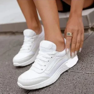 Speedupgadgets Women Casual Breathable Mesh Upper Flat Solid Color Sneakers