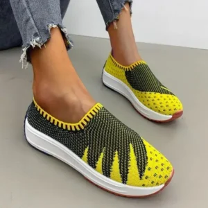 Speedupgadgets Women Fashion Fly Knit Breathable Platform Low Top Sneakers