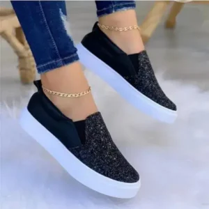 Speedupgadgets Thick Sole Casual Sequined Shoes Women Flat Shoes