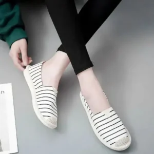 Speedupgadgets Fashion Stripe Pattern Design Women Round-Toe Casual Espadrilles Shoes