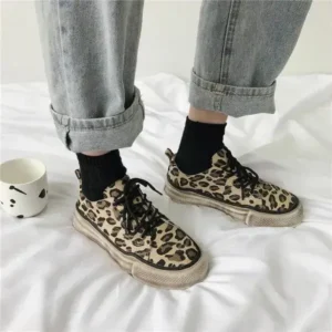 Speedupgadgets Women Fashion Leopard Printing Flat Sneakers