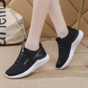 Speedupgadgets Women Sports Casual Lace Up Design Mesh Breathable Wedge Sneakers