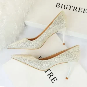 Speedupgadgets Women Fashion Plus Size Sexy Sequin Point-Toe Shoes