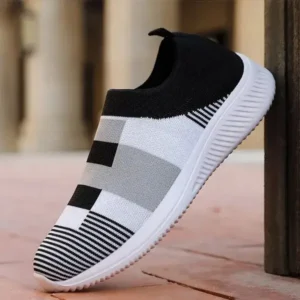 Speedupgadgets Women Casual Knit Design Breathable Mesh Color Blocking Flat Sneakers