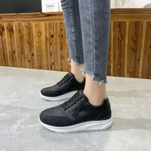 Speedupgadgets Women Casual Rhinestone Decor Fashion Plus Size Sports Running Shoes Round Toe Sneakers