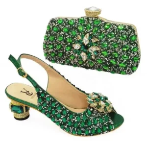 Speedupgadgets Fashion Rhinestone Design Party Women High Heel Peep Toe Sandals And Clutch Evening Bag Set