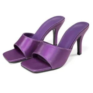 Speedupgadgets Women Sexy Square Head Purple Stiletto Slippers