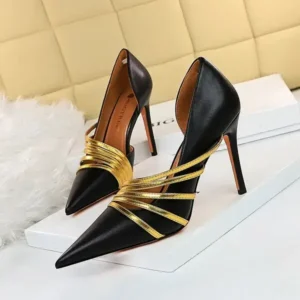 Speedupgadgets Women Fashion Sexy Pointed Toe Hollow Design Stiletto Shoes