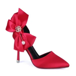 Speedupgadgets Women Fashion Elegant Solid Color PU Pointed Toe Bowknot Pumps