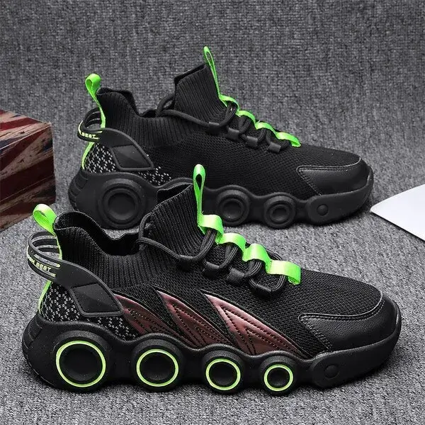 Speedupgadgets Men Spring Autumn Fashion Casual Mesh Cloth Breathable Gradient Rubber Platform Shoes High Top Sneakers