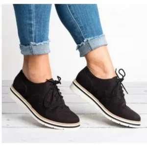 Speedupgadgets Women Retro Plus Size Simple Solid Color Lace-Up Round Toe Sneakers