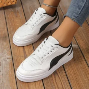 Speedupgadgets Women Fashion Plus Size Thick-Soled Round Toe Flat Sneakers