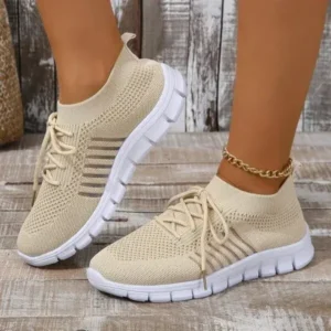 Speedupgadgets Women Casual Plus Size Solid Color Mesh Breathable Flat Sneakers