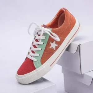 Speedupgadgets Women Fashion Stitching Canvas Star Round Toe Sneakers