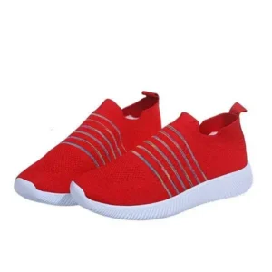 Speedupgadgets Fashion Casual Solid Color Striped Fly-Woven Mesh Breathable Flat Sneakers