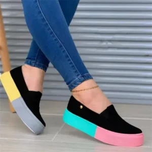 Speedupgadgets Women Fashion Casual Color Block Thick-Soled Elastic Loafers