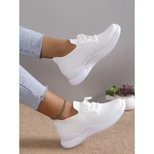 Speedupgadgets Summer Women Fashion Breathable Mesh Fly-Woven Solid Color Sneakers