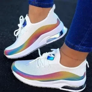 Speedupgadgets Women Fashion Casual Rainbow Color Blocking Sneakers