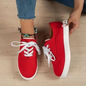 Speedupgadgets Women Fashion Casual Solid Color Lace-Up Canvas Shoes