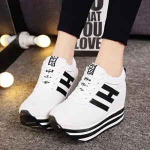 Speedupgadgets Women Fashion Casual Letter Printed Lace-Up Thick-Soled Sneakers