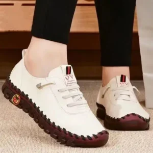 Speedupgadgets Women Fashion Retro Solid Color PU Breathable Hollow Stitching Sneakers