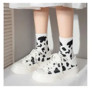 Speedupgadgets Women Fashion Platform Cute Cow Pattern Lace-Up Sneakers