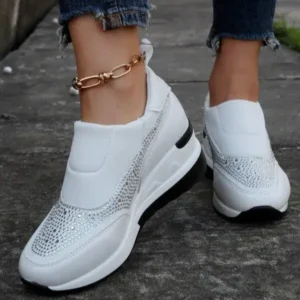 Speedupgadgets Women Fashion Rhinestone Slip Sneakers