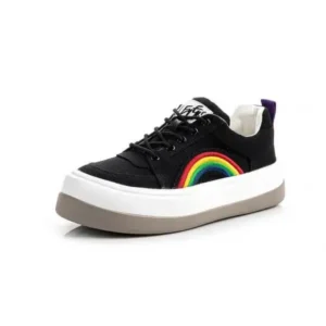 Speedupgadgets Women Fashion Casual Rainbow Color Block Platform Canvas Platform Shoes