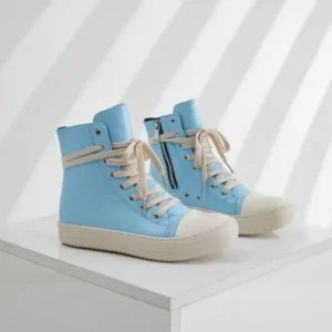 Speedupgadgets Women Fashion Blue Faux Leather High Top Shoes