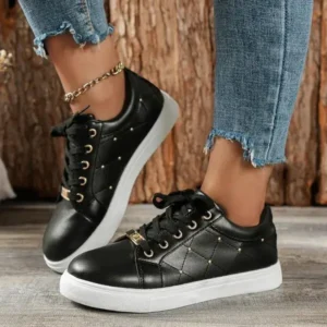 Speedupgadgets Women Fashion Shallow Toe Round Toe Casual Lace Up Sneakers