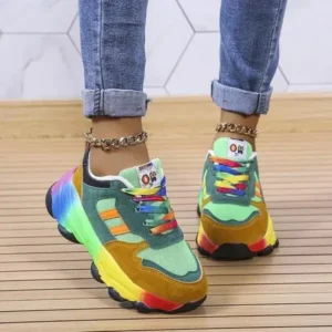 Speedupgadgets Women Fashion Platform Color Block Platform Sneakers