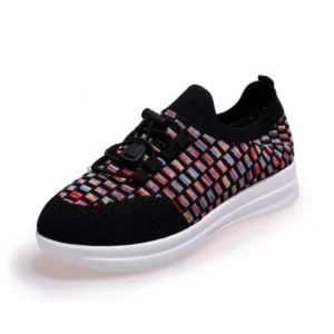 Speedupgadgets Women Fashion Low-Top Lace-Up Platform Color-Block Fly-Knit Sneakers