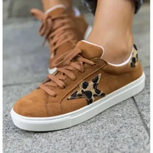 Speedupgadgets Women Fashion Round Toe Lace-Up Canvas Sneakers